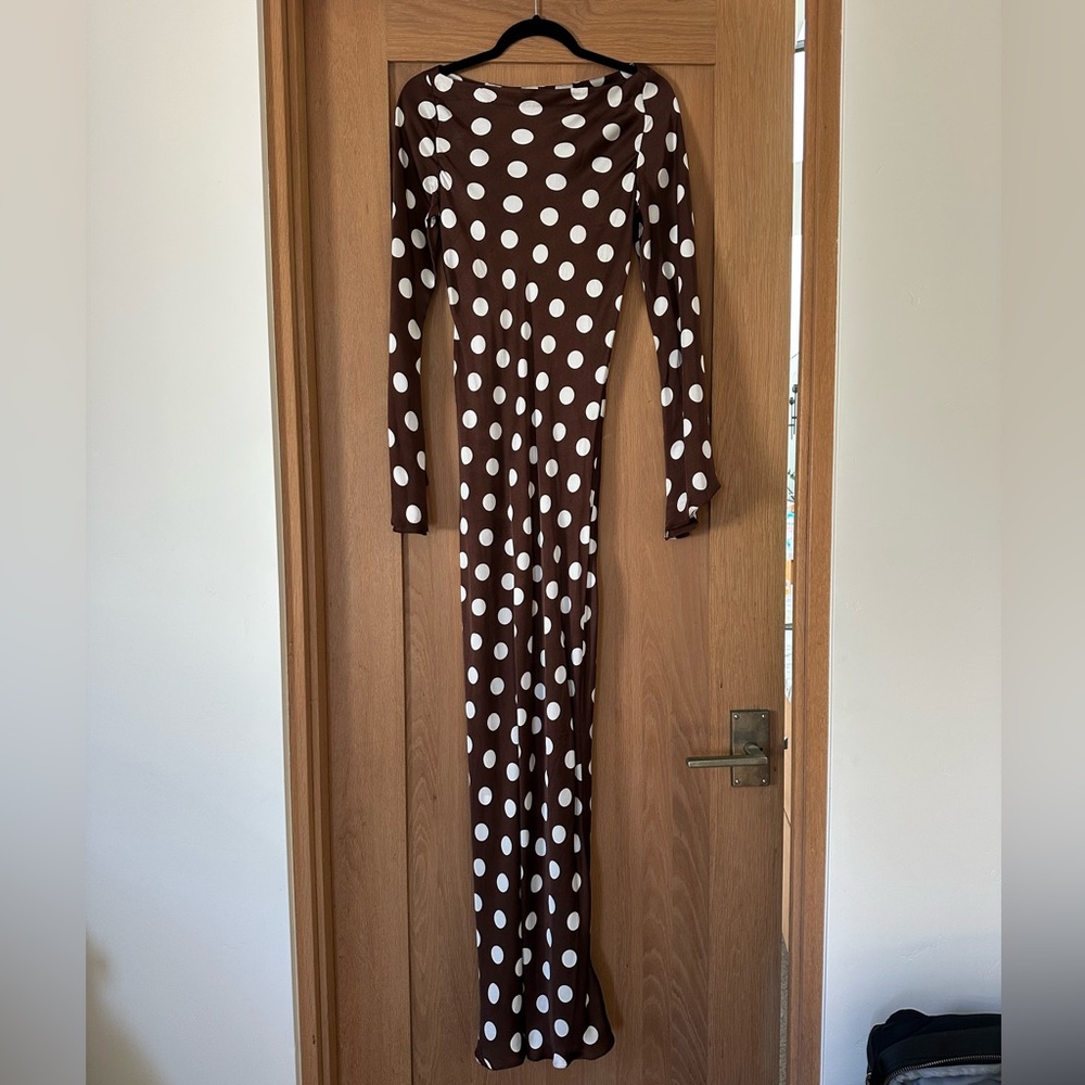 HEMANT & NANDITA Brown and White Polka Dot Dress size Small - Picture 10 of 16